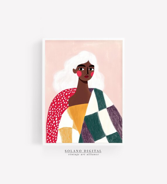 Contemporary Decor Modern Woman Portrait Elegant Art Print Unique Wall For Home Stylish Piece Feminine