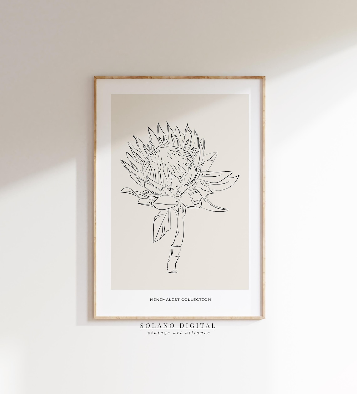 Protea Flower Minimalist Line Art Botanical Wall Decor Poster