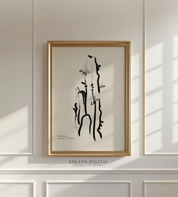 Minimalist Cactus Wall Art Print Desert Botanical Line Drawing Boho Southwest Decor Neutral Poster