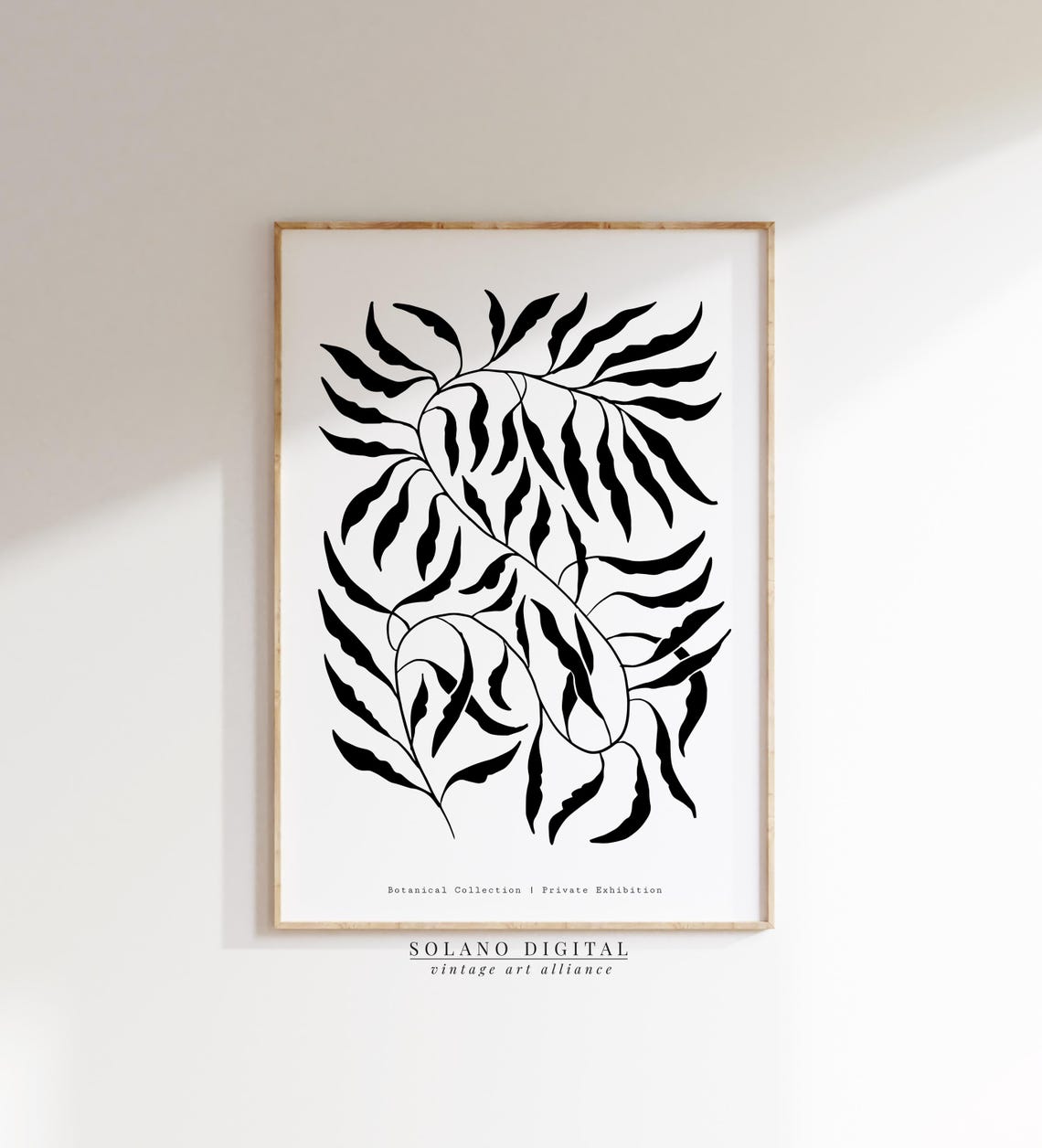 Bold Black Leaf Branches Silhouette Botanical Line Art Poster