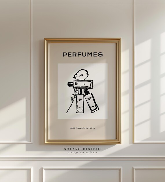 Minimalist Perfume Bottles Line Art Bathroom Self Care Poster