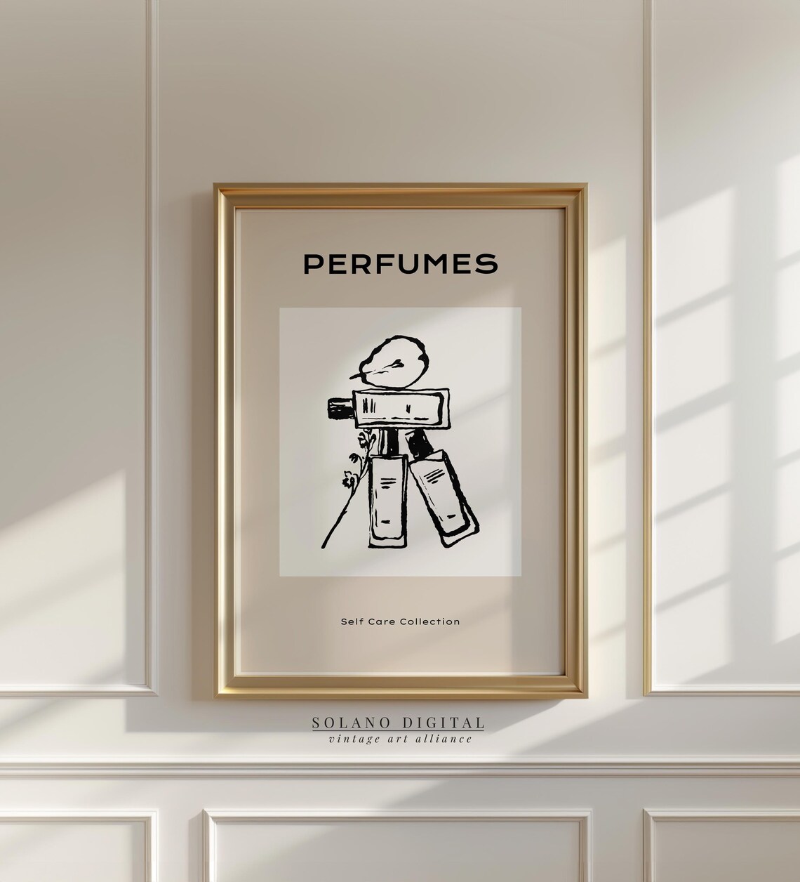 Minimalist Perfume Bottles Line Art Bathroom Self Care Poster
