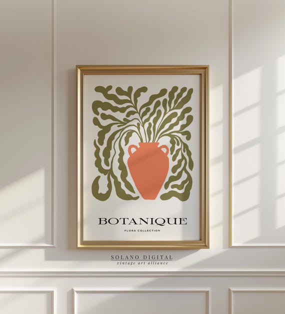 Boho Botanical Vase Print Abstract Leaf Wall Art Terracotta Poster Modern Plant Decor