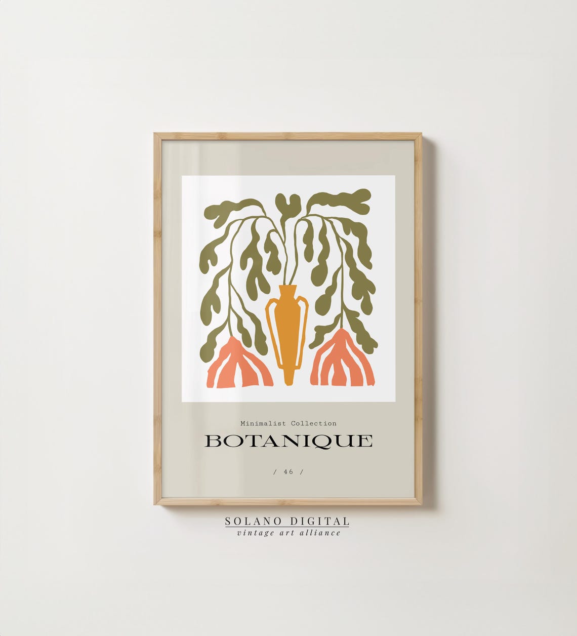 Botanical Abstract Art Boho Plant Vase Wall Modern Minimalist Floral For Neutral Home Decor