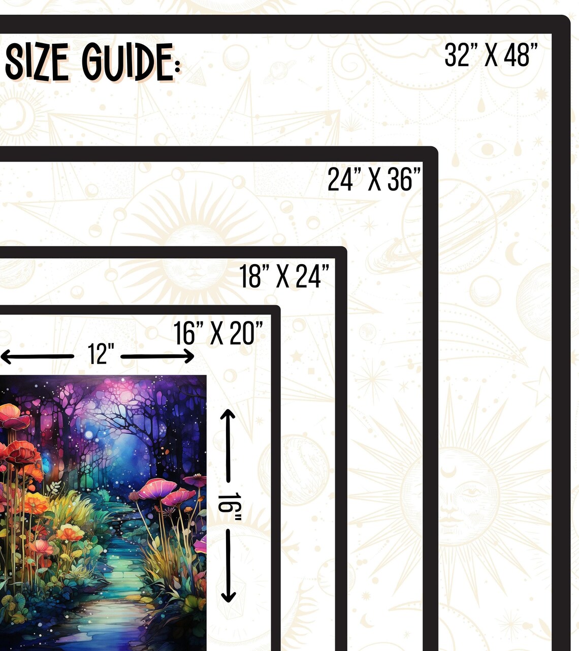 Alcohol Ink Garden With Poppies Purple Mystical Forest Poster - Image 3