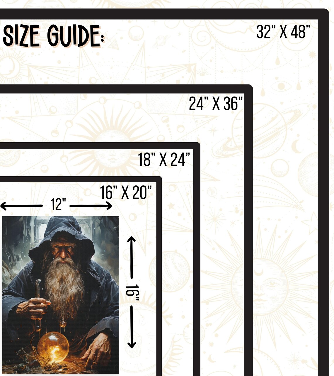 Hooded Wizard With Crystal Ball Dark Sorcerer Portrait Poster - Image 2