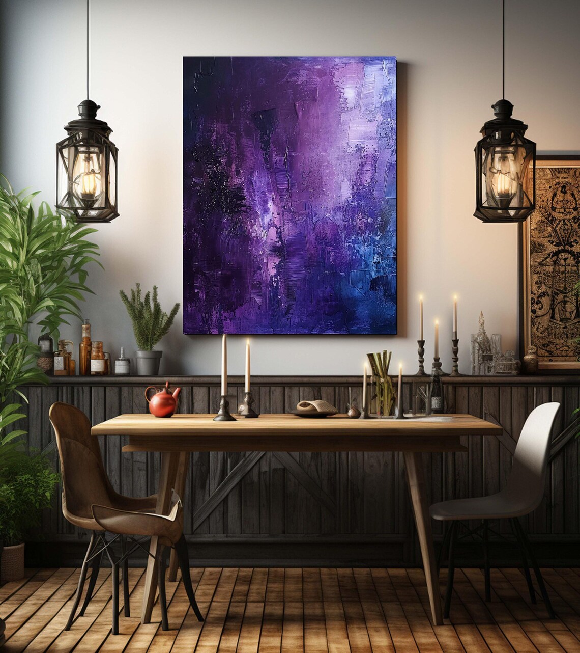 Indigo Amethyst Textured Abstract Purple Modern Decor Art Poster - Image 3