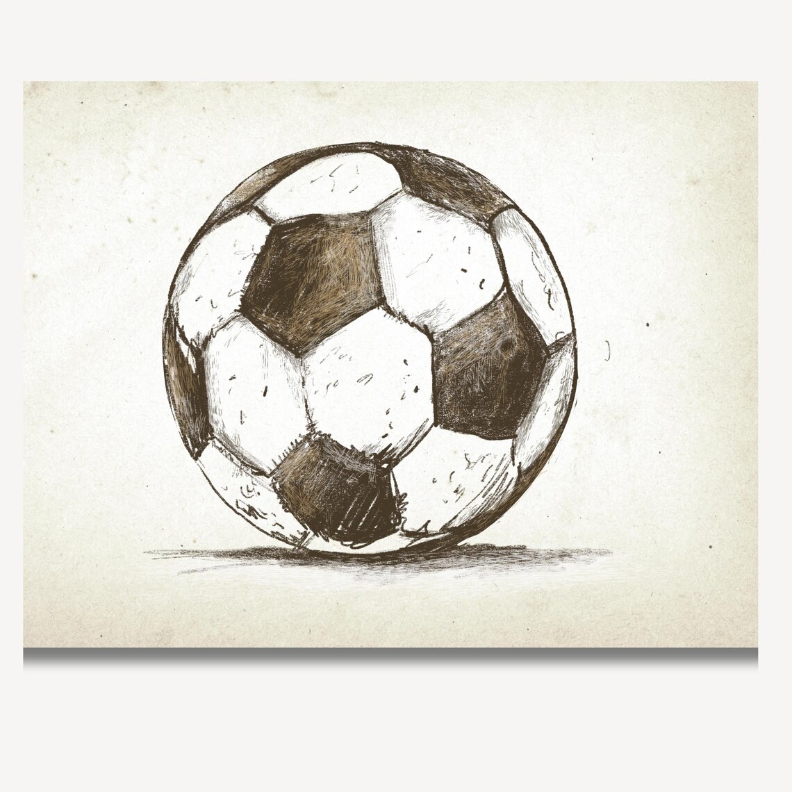 Vintage Soccer Ball Sepia Ink Sketch Classic Sports Nursery Poster - Image 2
