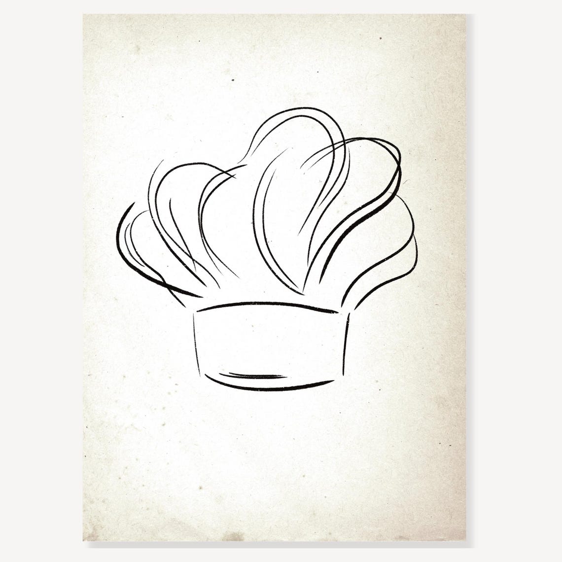 Minimalist Chef Hat Line Drawing Kitchen Decor Bistro Poster - Image 2