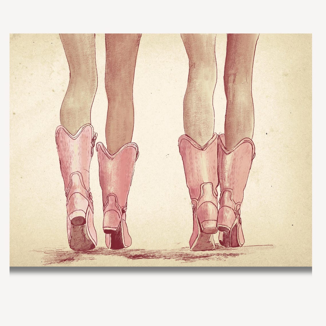 Coastal Cowgirl Vintage Poster Print Pink Cowgirl Boots Trendy Preppy Cowgirl Dorm Room Wall Art Decordigital - Image 2