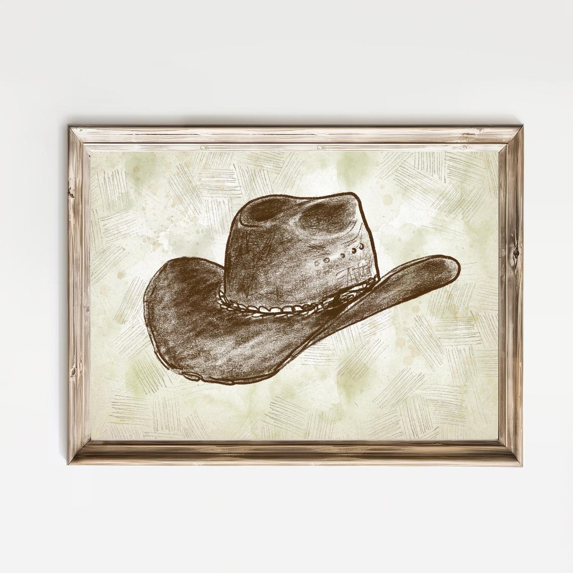 Vintage Cowboy Hat in Western Sketch Rustic Decor Art Poster