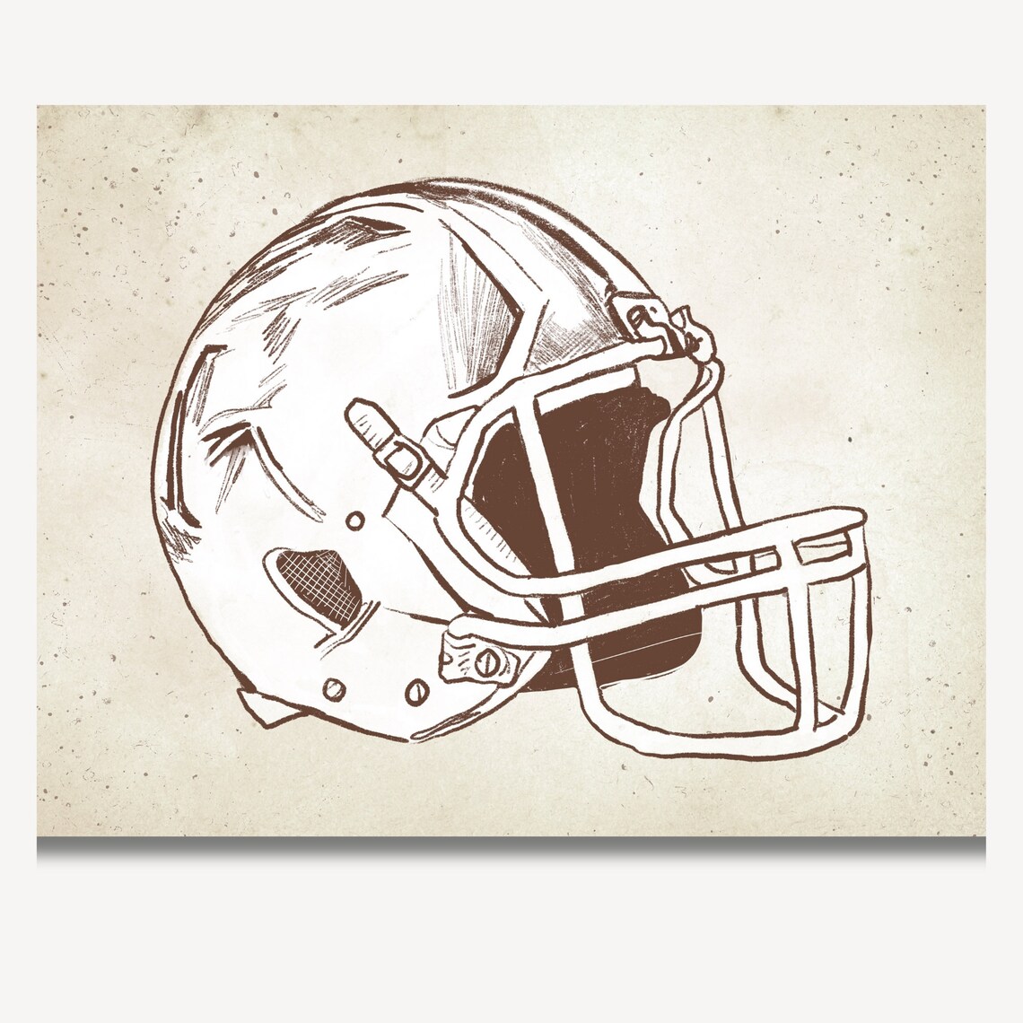 American Football Helmet in Vintage Sepia Sports Sketch Poster - Image 2