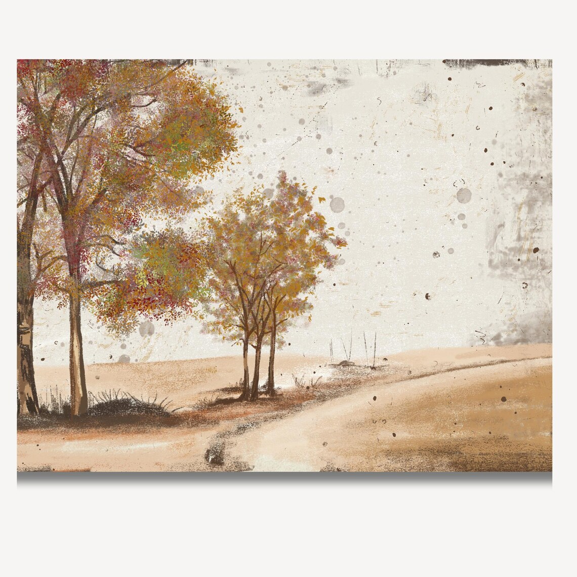 Autumn Trees Along Country Road Golden Fall Watercolor Poster - Image 2