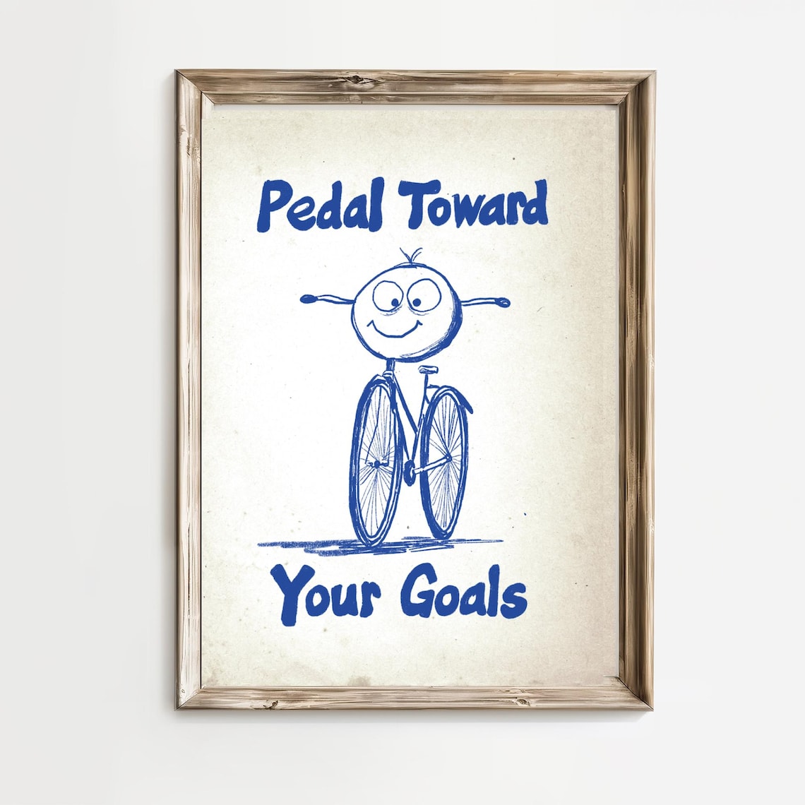 Pedal Toward Your Goals Cute Bicycle Motivational Quote Poster