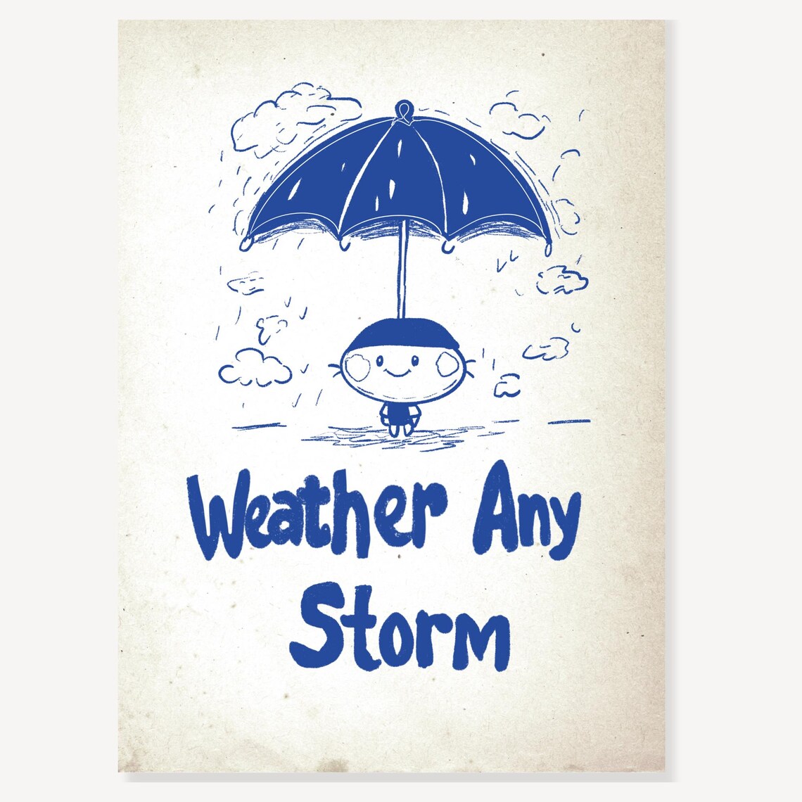 Weather Any Storm Cute Umbrella Rain Motivational Quote Poster - Image 2