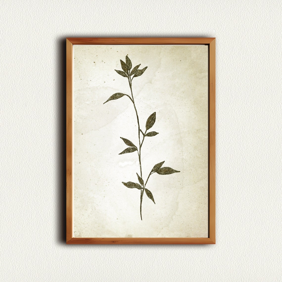 Vintage Botanical Leaf Stem Sketch Neutral Minimalist Nursery Poster
