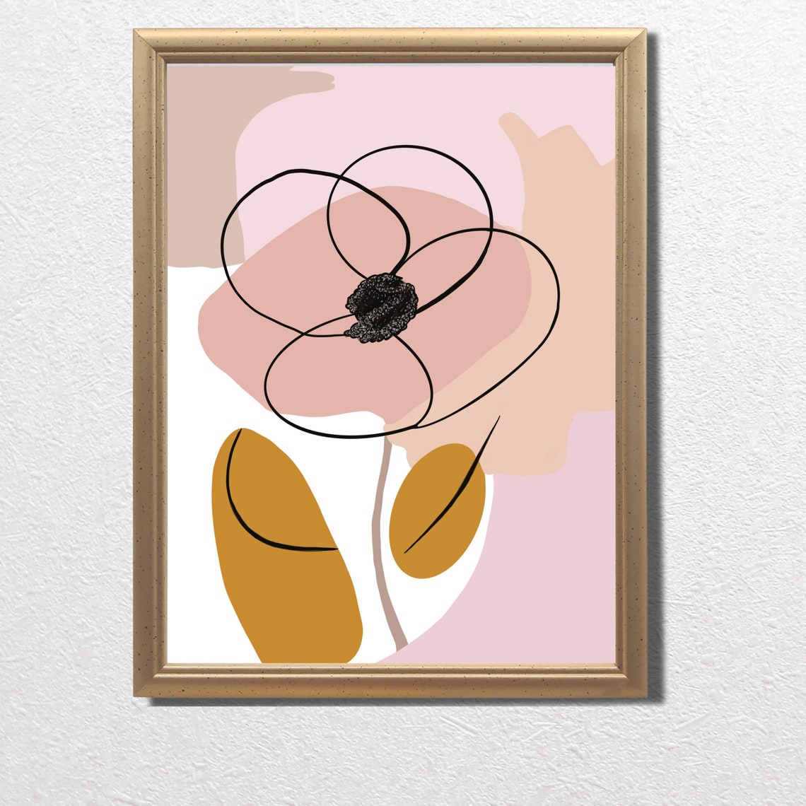 Abstract Line Flower Minimalist Blush Pink Modern Art Poster - Image 3