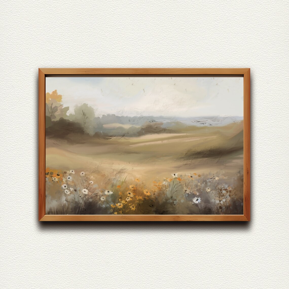 Wildflower Meadow Field Rustic Country Landscape Oil Painting Poster - Image 3