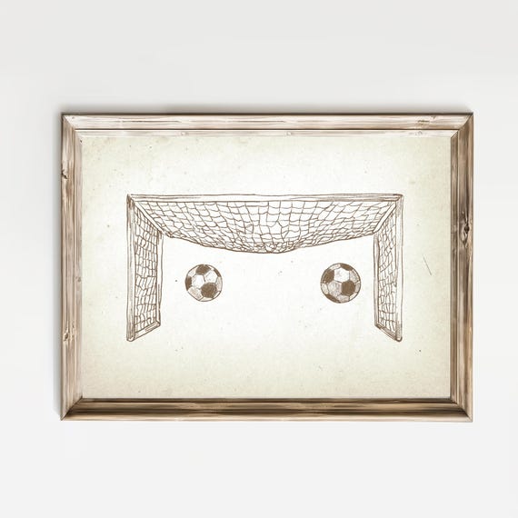 Vintage Soccer Ball Nursery Print Football Kids Room Sketch Sports Gallery Wall Gender Neutral Soccer Ball Prints Boys Room