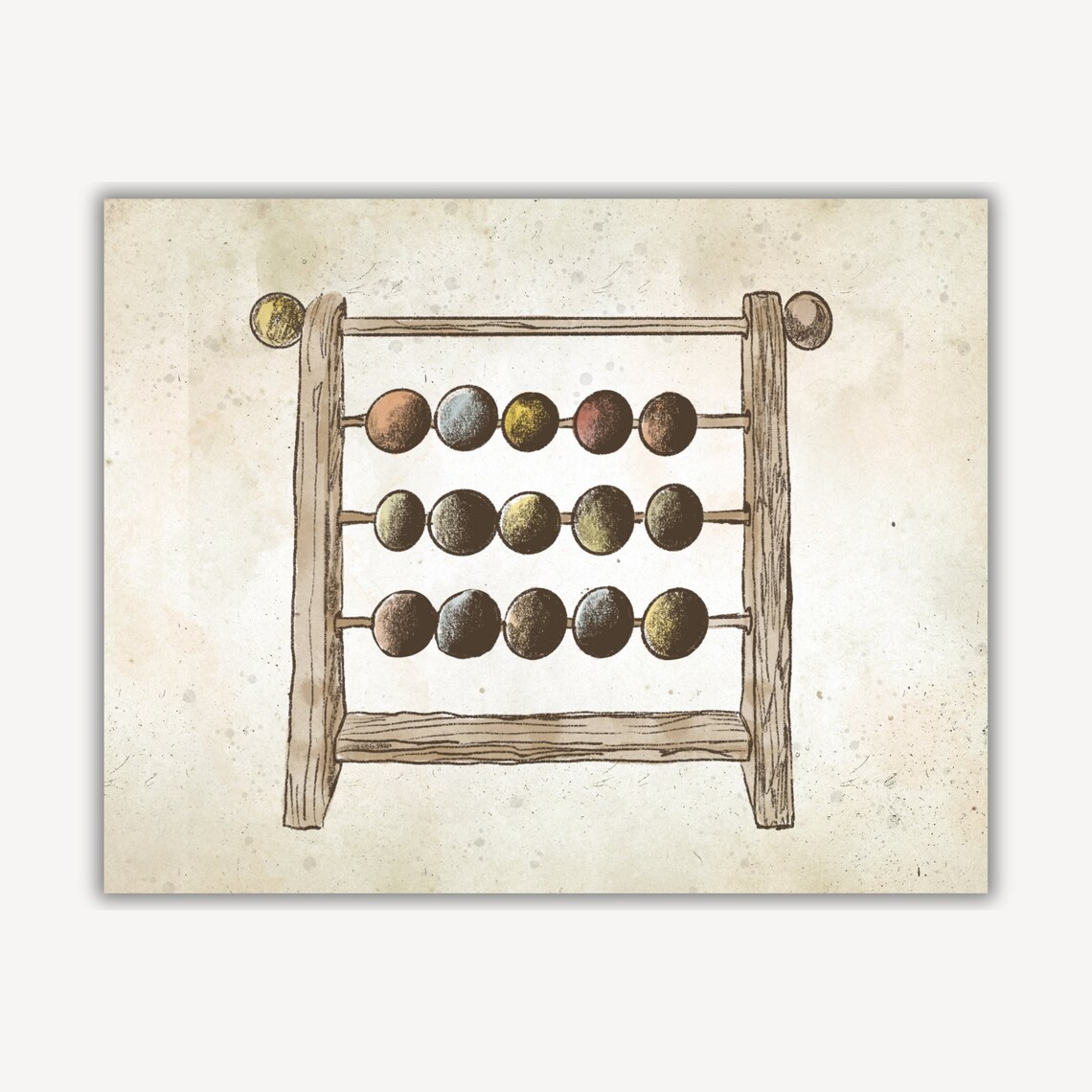 Antique Wooden Abacus With Painted Beads Nursery Sketch Poster - Image 3