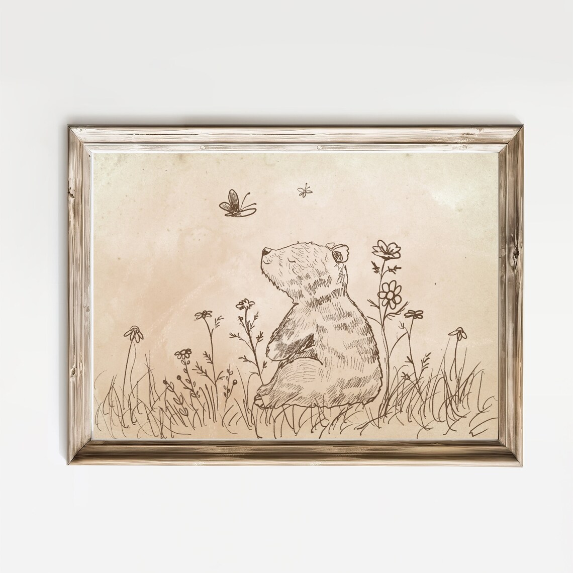 Woodland Bear Vintage Nursery Art Print, Sketch - Image 3