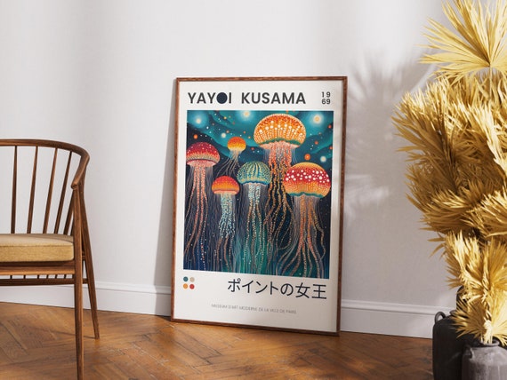 Yayoi Kusama Jellyfish Abstract Poster, Psychedelic Dots