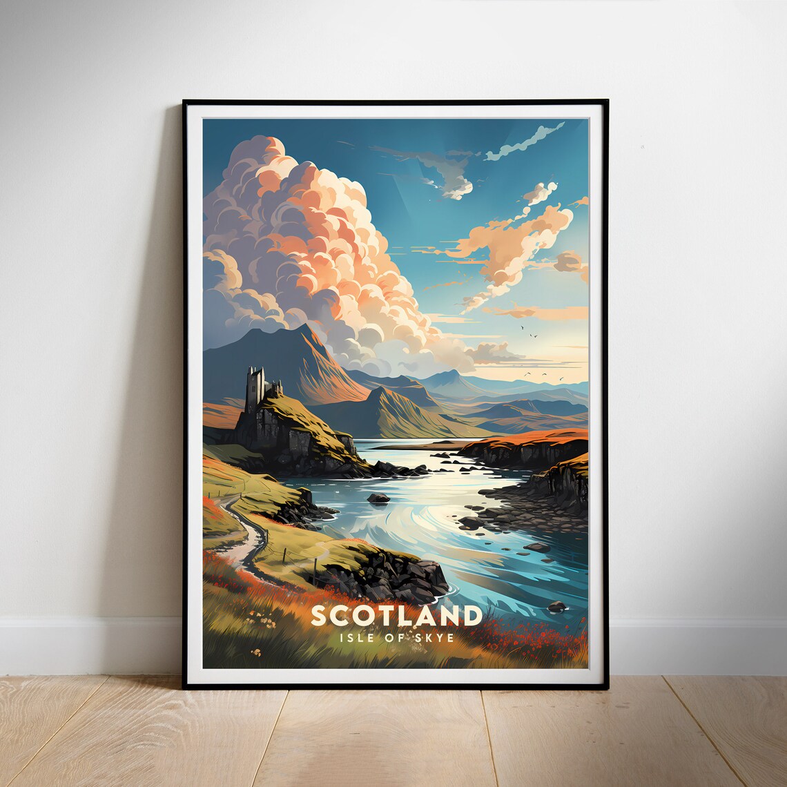 Scotland Retro Travel Poster, Europe Travel Poster