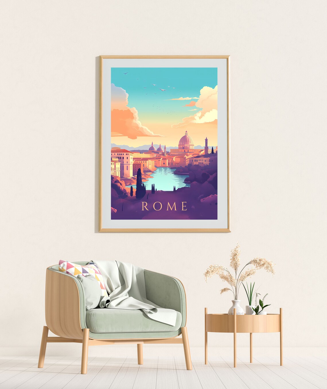 Rome Tiber Sunset Vatican Dome Golden Glow Evening Travel Poster - Image 2
