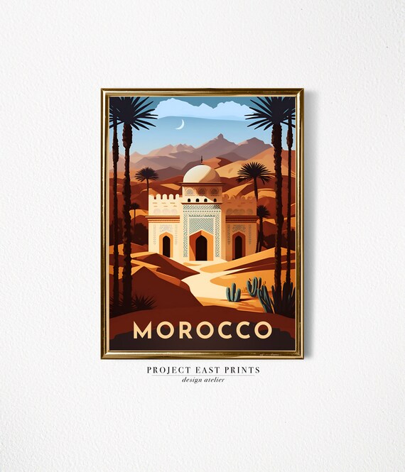 Morocco Print Retro Travel Poster Instant Wall Art