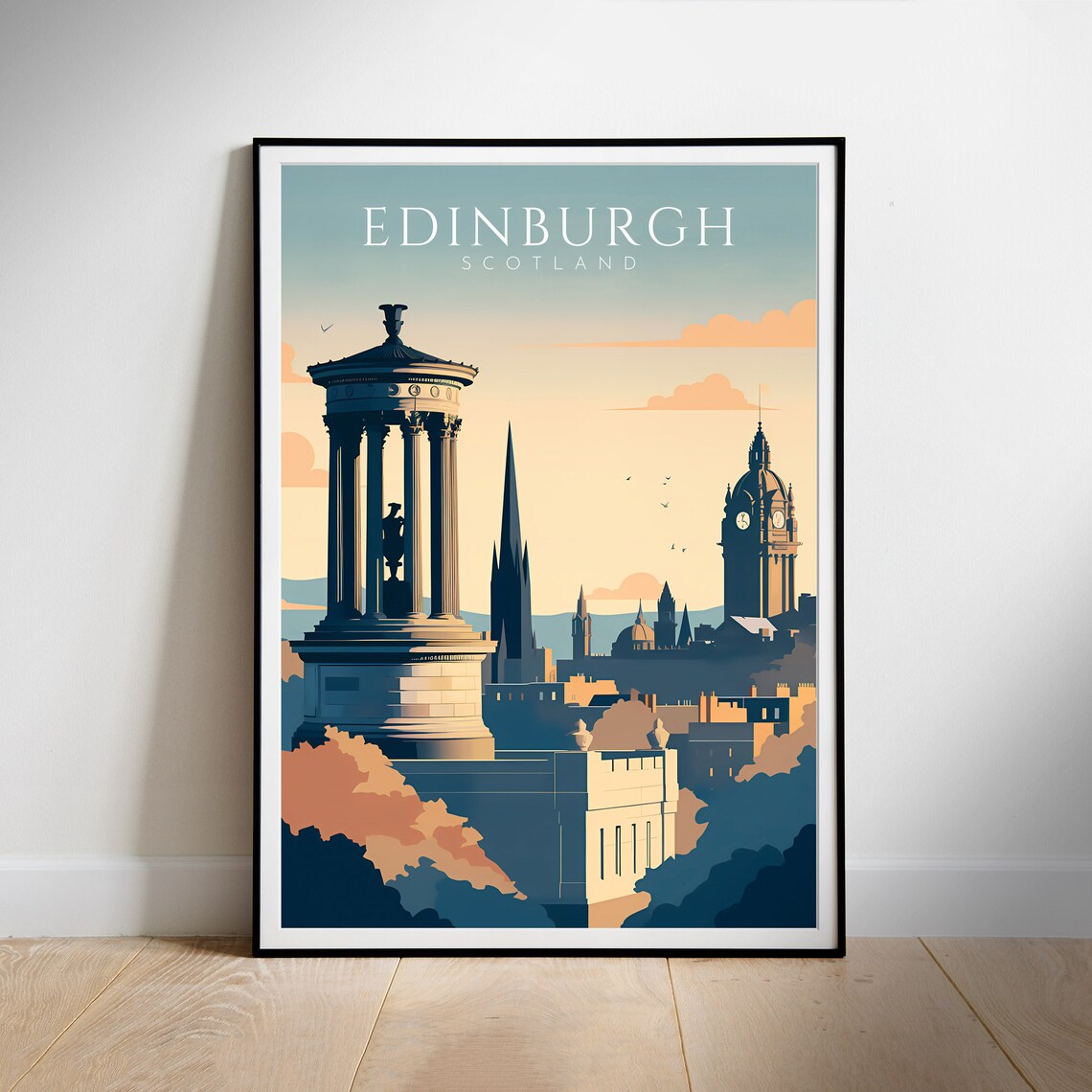 Edinburgh Retro Travel Poster, Scotland Wall Art Print