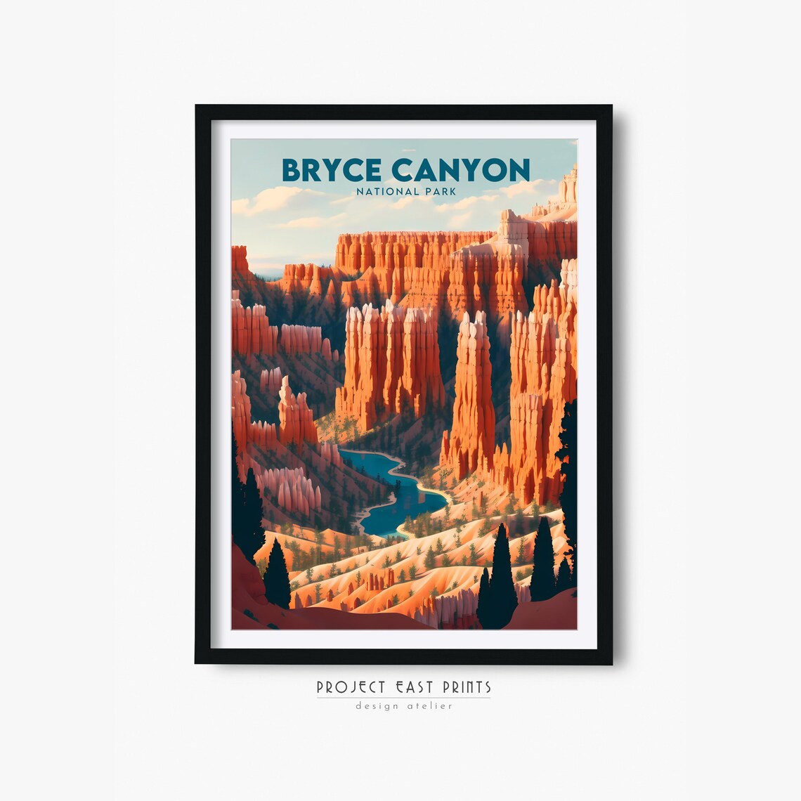 Bryce Canyon National Park Hoodoos Retro Travel Poster Sunrise