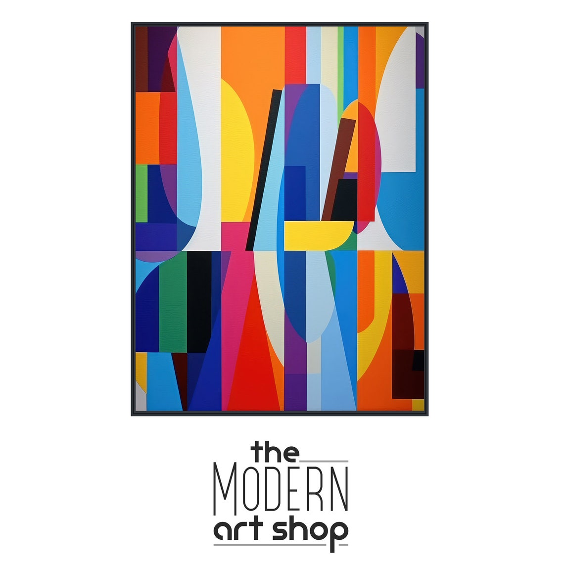 Bold Mid Century Modern Geometric Color Block Abstract Art Poster - Image 4