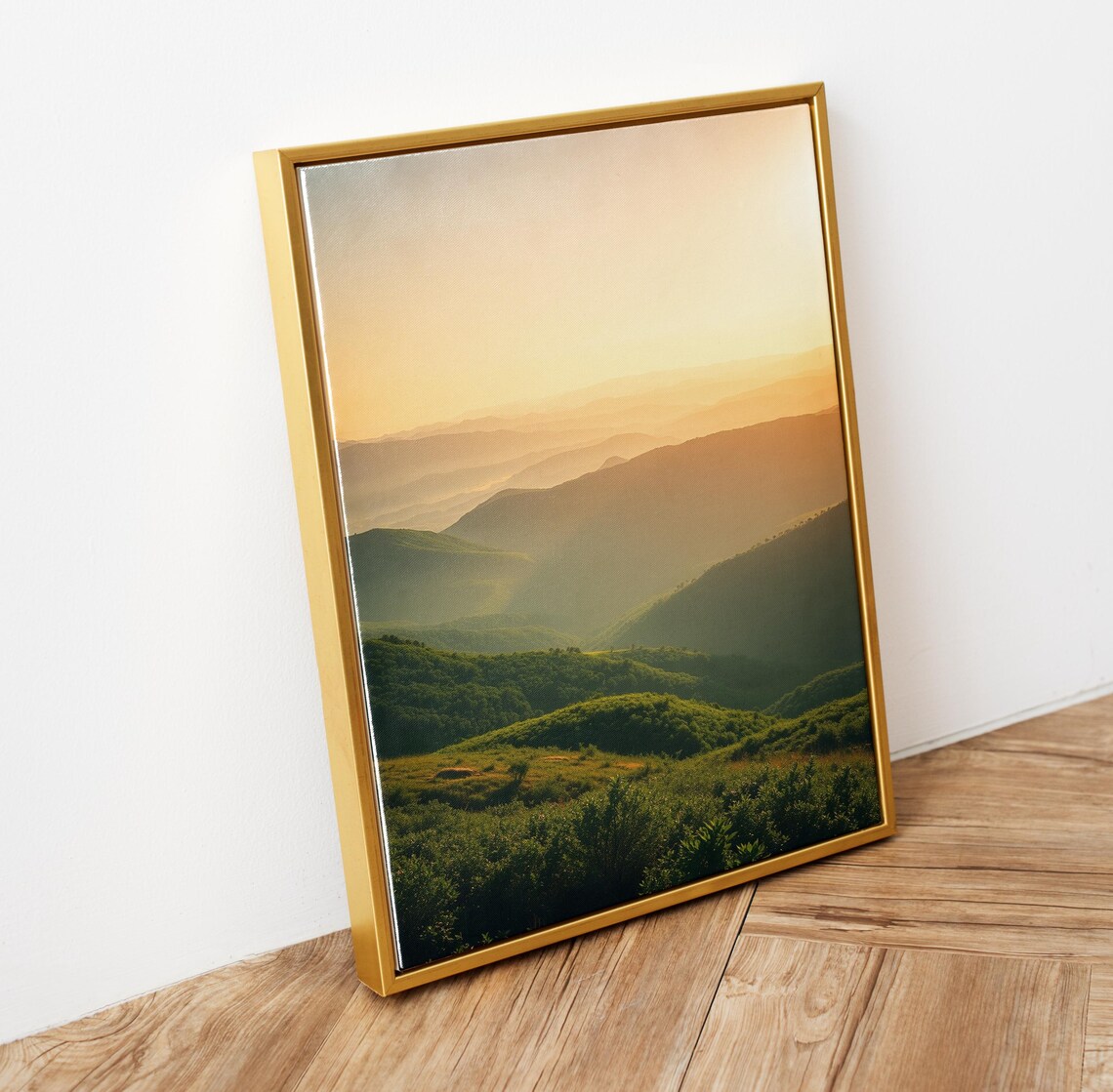 Golden Sunrise Rolling Green Mountain Ridges Layered Hills Poster - Image 4