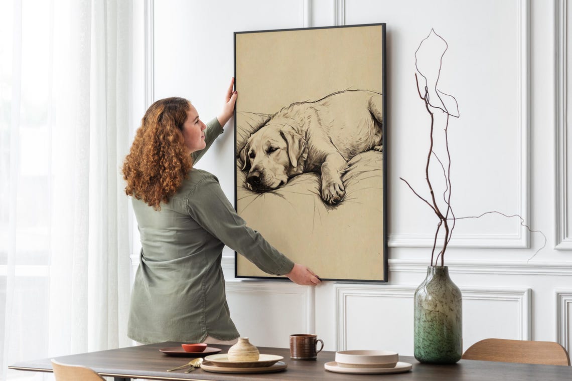 Sleeping Labrador Retriever Sketch Dog Pet Portrait Wall Art - Image 5