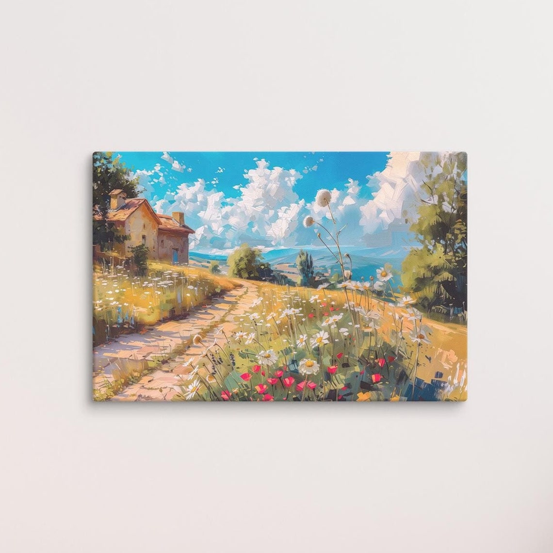 Rustic Countryside Cottage Stone Path Wildflower Meadow Summer Poster - Image 4