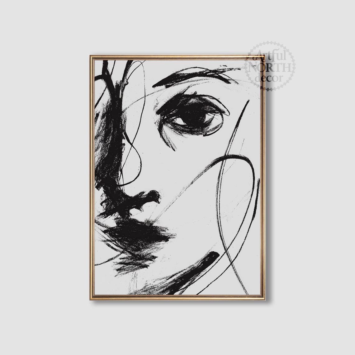 Abstract Woman Face Sketch Minimalist Line Art