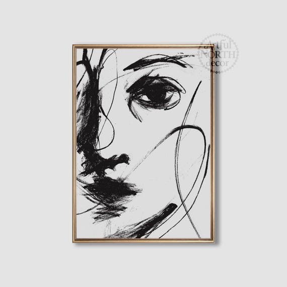 Abstract Woman Face Sketch Minimalist Line Art