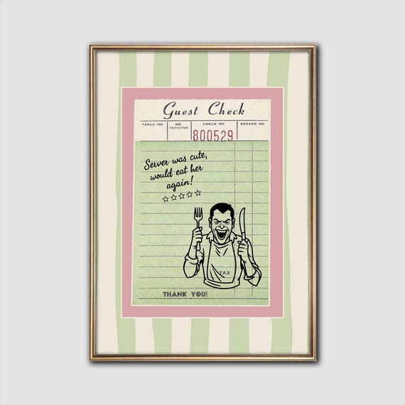 Vampire Guest Check Print Retro Receipt Wall Art With Dark Humor