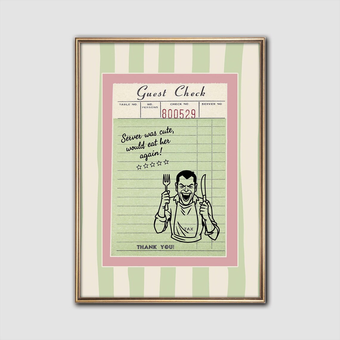 Vampire Guest Check Retro Receipt Funny Halloween Art Poster