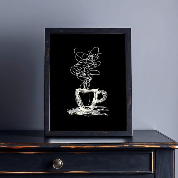 Scribbled Steam Abstract Coffee Cup Art Print