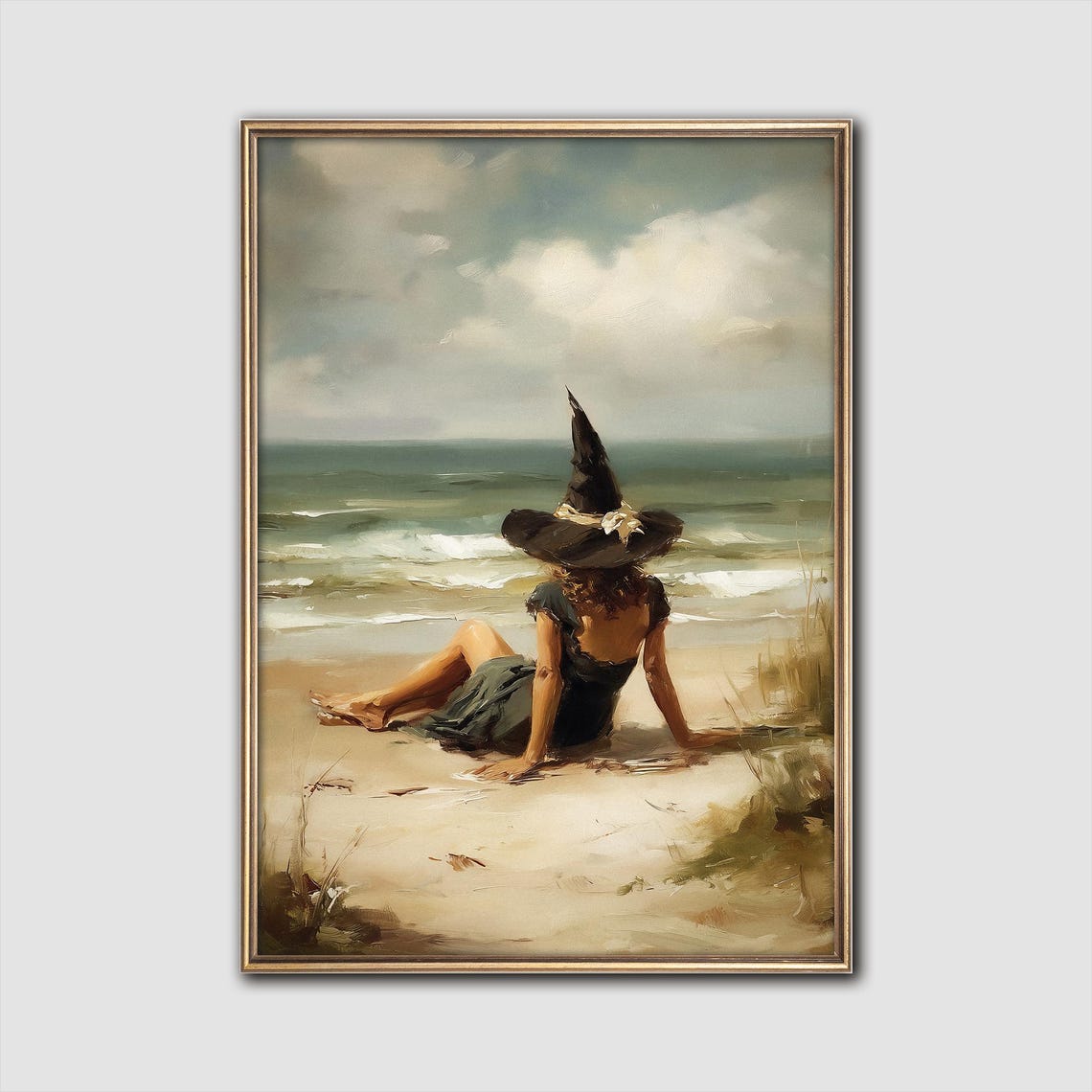 Witch Beach Print Whimsigoth Sunbathing Art