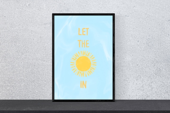 Let The Sunshine In Happy Yellow Sun Summer Quote Art Poster