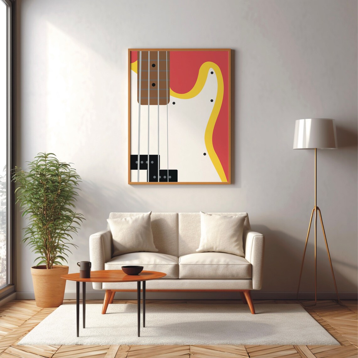 Electric Bass Guitar Minimal Modern Art Print - Image 3