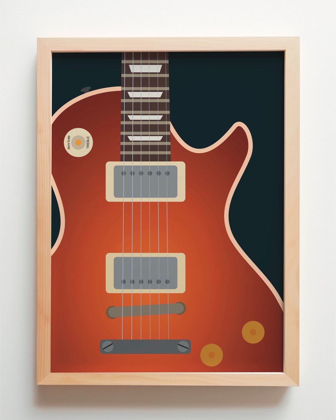 Les Paul Electric Guitar Orange Illustration Music Art Poster - Image 5