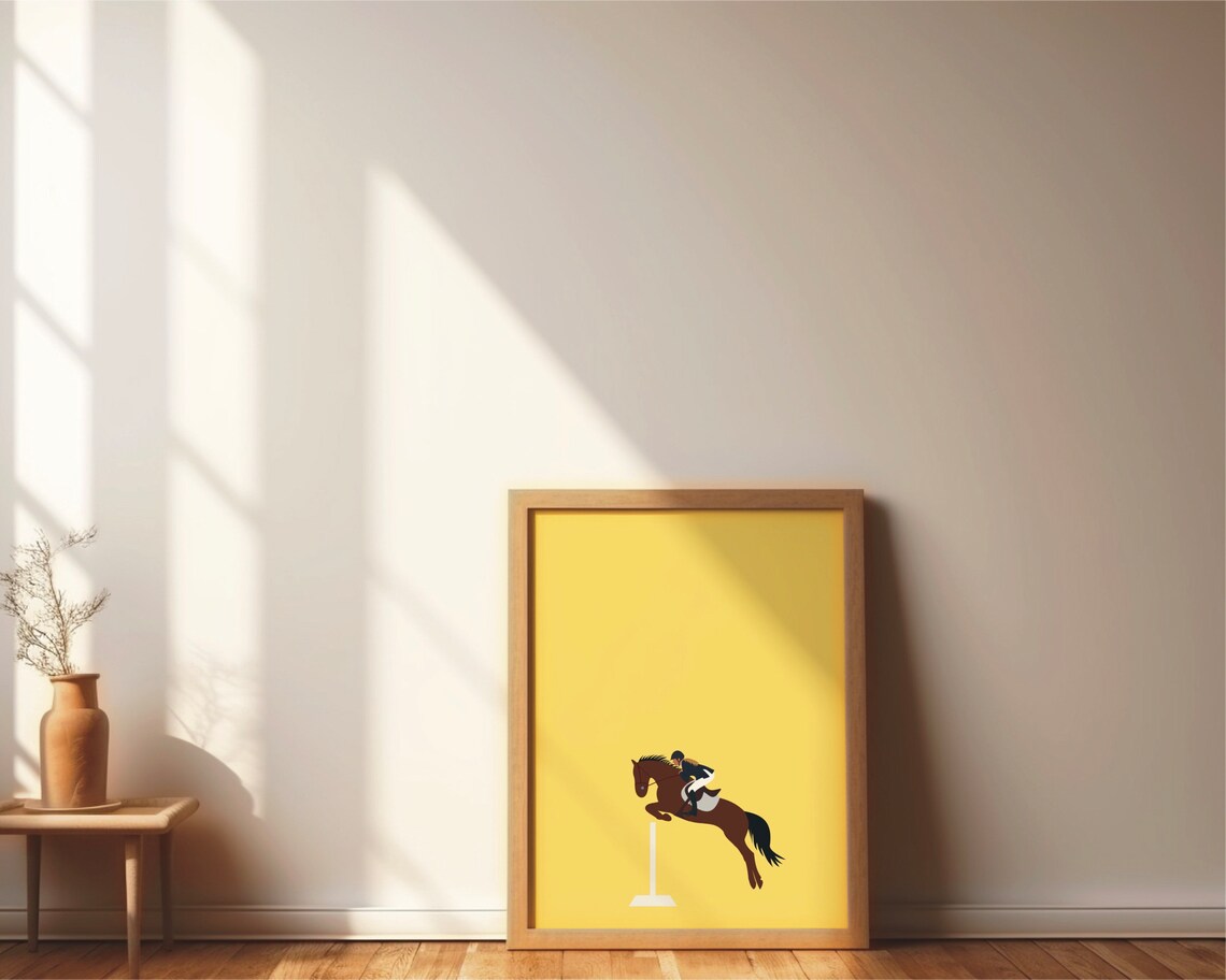 Show Jumping Horse Riding Poster, Minimal Modern Art Print - Image 4