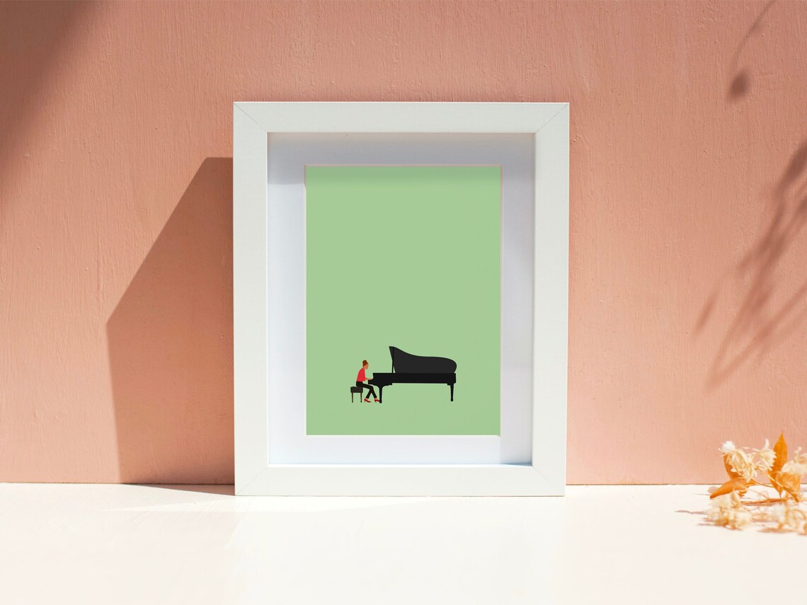 Grand Piano Player Poster, Minimal Modern Art Print - Image 2