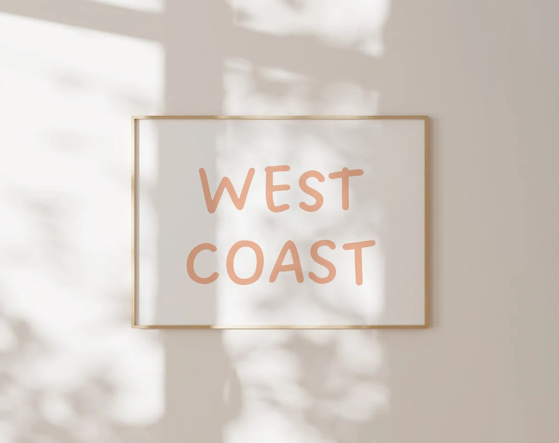 West Coast Orange Handwritten Typography Cream Minimalist Wall Art