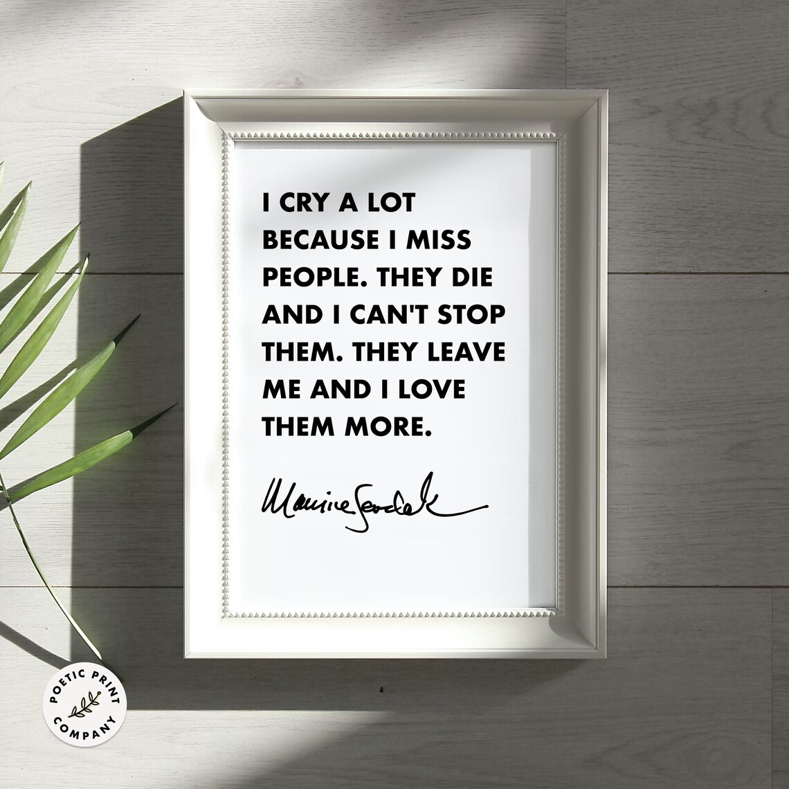 Maurice Sendak I Cry A Lot Because I Miss People Quote Wall Art - Image 5
