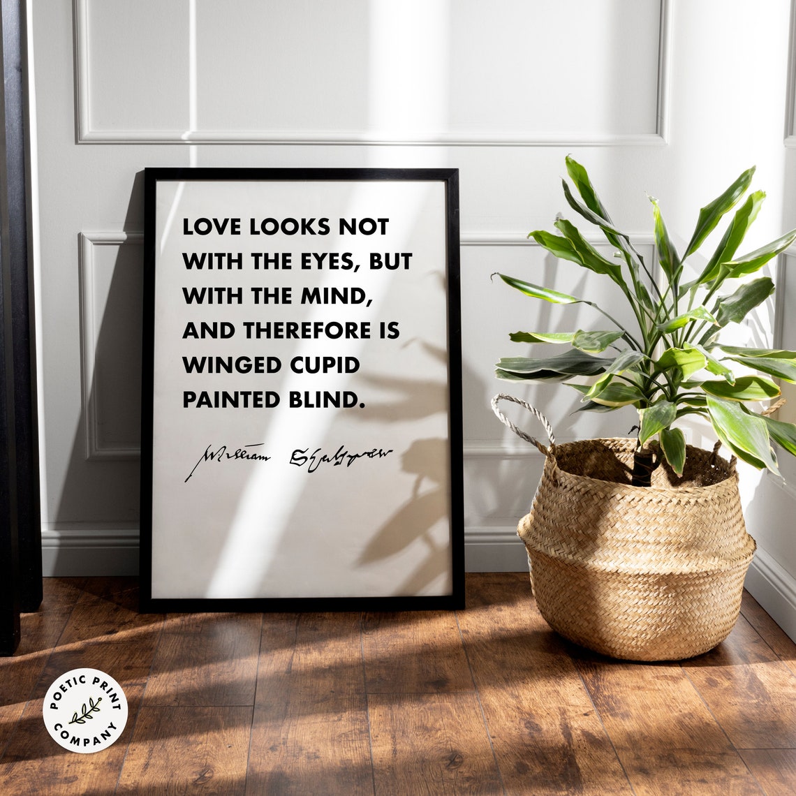William Shakespeare Love Looks Not With The Eyes Quote Poster Print - Image 3