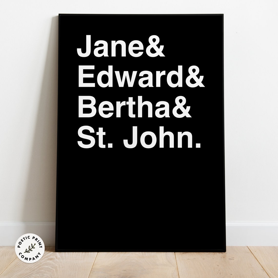 Jane Eyre Characters Jane Edward Bertha And St John Typography Poster - Image 4